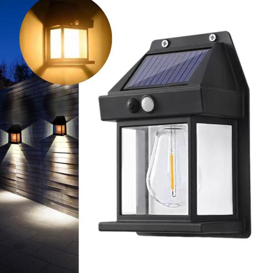 Imagem de Arandela Solar Com Lâmpada Filamento Led Luz Branco Quente