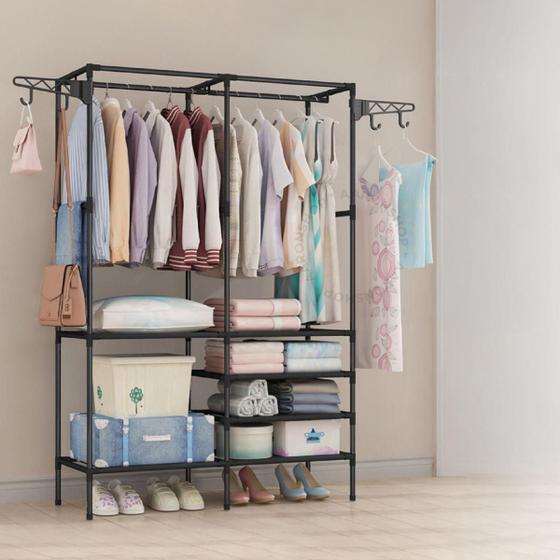 Imagem de Arara Closet para Roupas com Prateleiras Fácil de Montar e Resistente