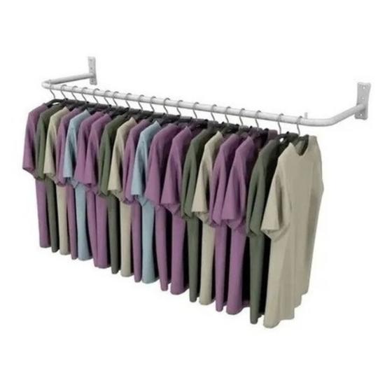Arara De Parede Cabideiro Loja Reta 1 Metro Expositor de Roupas Menor preço em Arara De Parede Cabideiro Loja Reta 1 Metro Expositor de Roupas