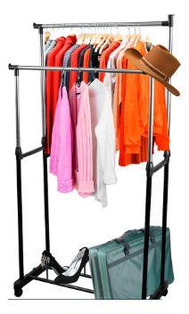 Imagem de Arara De Roupa Dupla Com Sapateira Organizador De Roupas 2 C