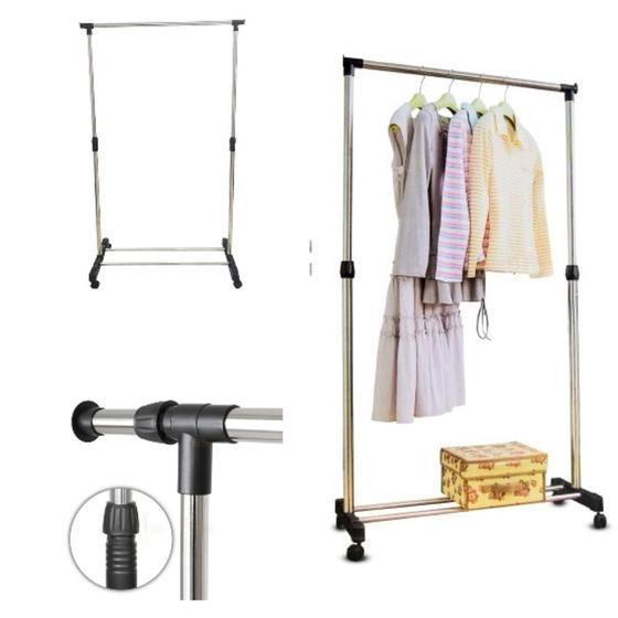 Imagem de Arara reforçada luxo inox varal cabideiro até 25kg