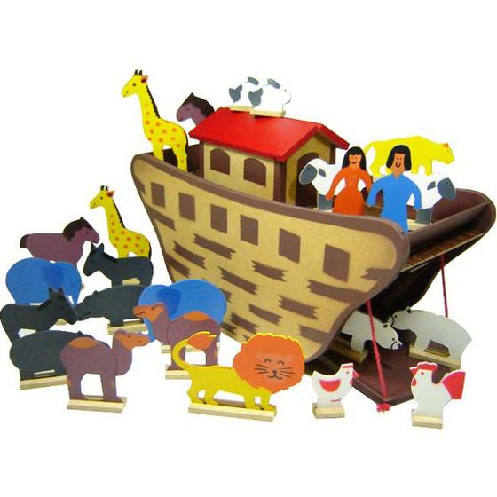 Imagem de Arca de Noé com Animais - Madeira Multicolorido - 100% Artesanal