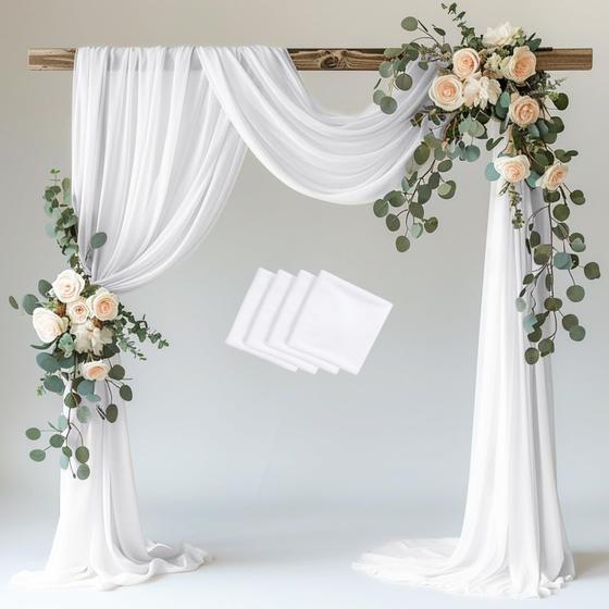 Imagem de Arco de Casamento Wokceer com Tecido Drapeado - 4 Painéis (8,2 x 6m) - Branco