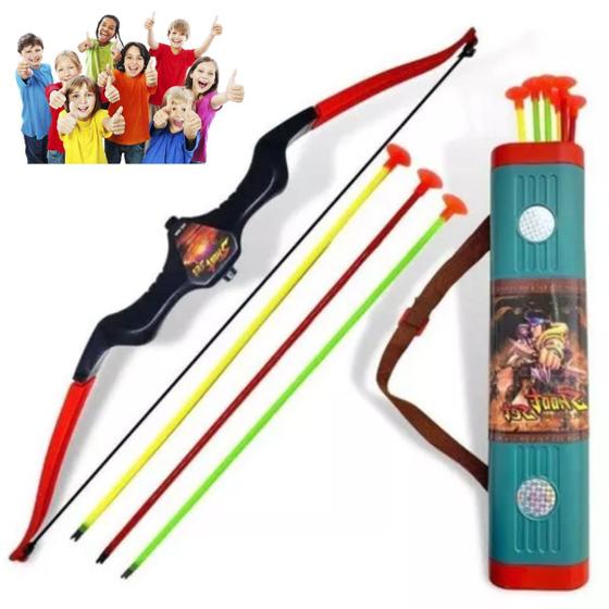 Imagem de Arco e Flecha de Brinquedo com Alvo - Lançador com Bolsa para Crianças