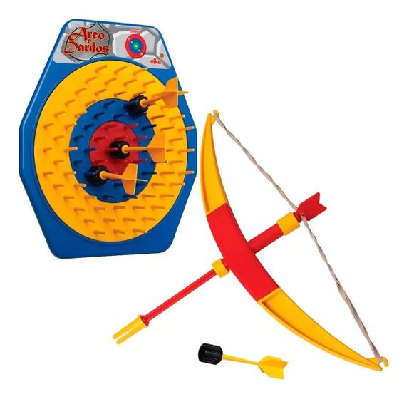 Imagem de  Arco E Flecha Jogo Brinquedo Infantil Medieval Tiro Certo Lançador De Dardos Elka