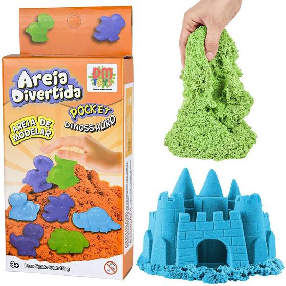 Imagem de Areia Brinquedo Infantil De Modelar Divertida Dinossauro 150g - Dm Toys