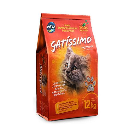 Areia Higiênica Gatíssimo para Gatos Perfumada - 12kg - AlfaPet Menor preço em Areia Higiênica Gatíssimo para Gatos Perfumada - 12kg - AlfaPet