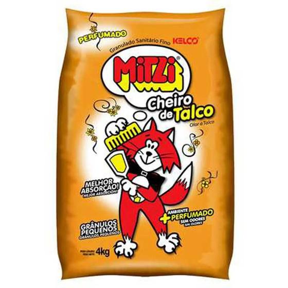 Areia Higiênica Mitzi Perfumada Talco 4KG-UN Menor preço em Areia Higiênica Mitzi Perfumada Talco 4KG-UN