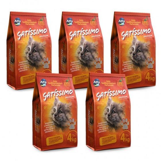 Imagem de Areia Higiênica Perfumada para Gatos - Gatíssimo 4 kg Alfa Pet (KIT COM 5)