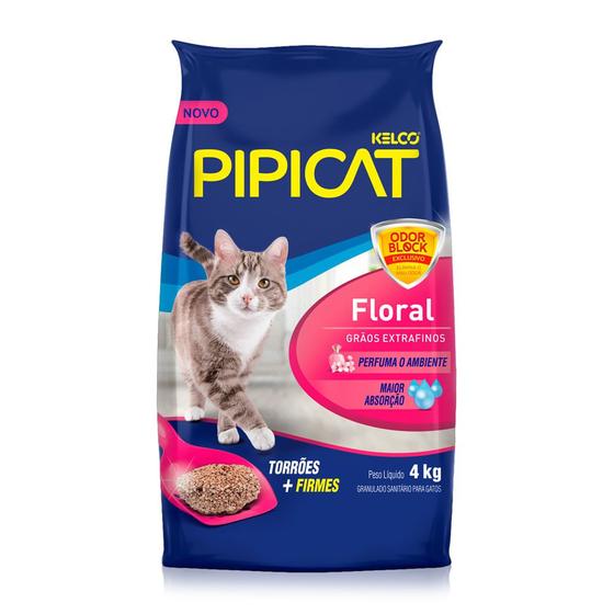 Imagem de Areia Higiênica Pipicat Floral Perfumada para Gato com 4kg