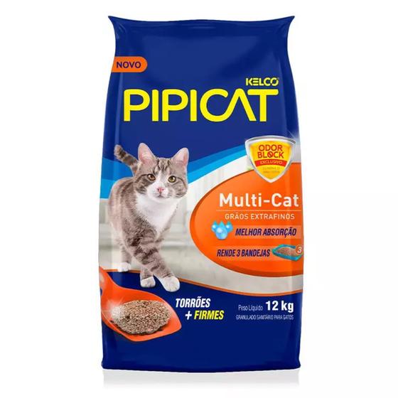 Areia Higiênica Pipicat Multicat 12KG Menor preço em Areia Higiênica Pipicat Multicat 12KG