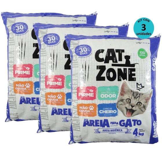Imagem de Areia Higiênica Sanitária Gatos Cat Zone 4Kg Controle Odor