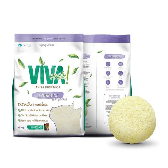 Imagem de Areia Higiênica Viva Verde Limpeza Plena 4Kg Roxa Bio Fina