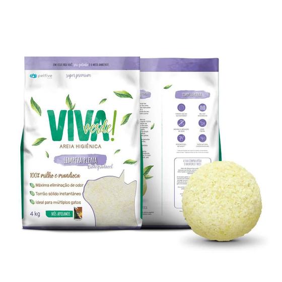 Imagem de Areia Higiênica Viva Verde  Limpeza Plena 4Kg Roxa Bio Fina