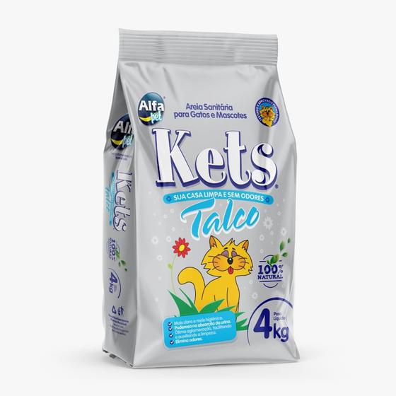 Imagem de Areia para Gato Natural Kets Talco Sanitaria Higienica 4kg