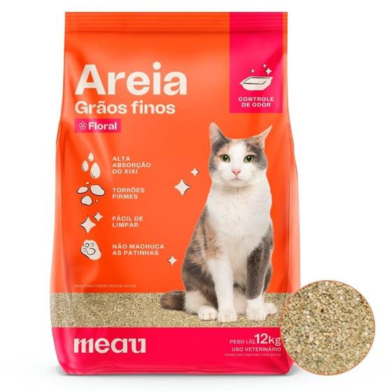 Imagem de Areia Sanitária Meau Grãos Finos Perfume Floral para Gatos - 12 Kg