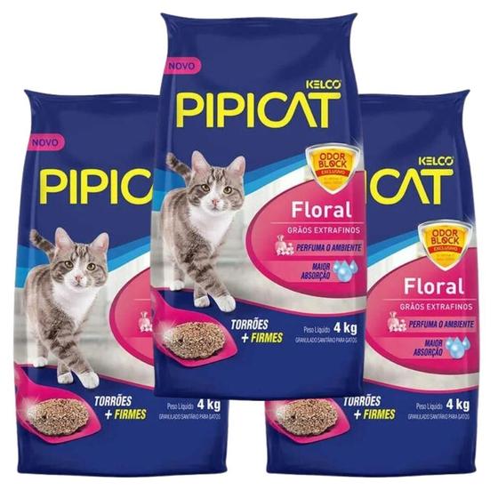 Imagem de Areia Sanitária Para Gatos Kelco Pipicat Floral 4kg 3 Un