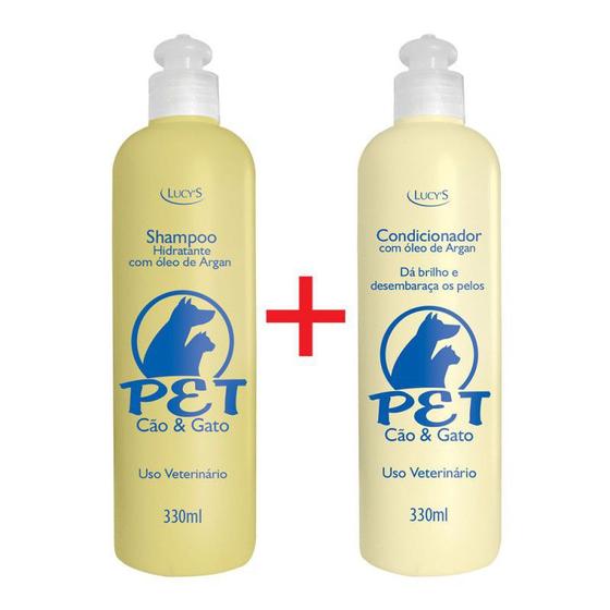 Imagem de Argan Pet Cães e Gatos Shampoo e Condicionador com Óleo de Argan 330ml cada. Banho para Pets LUCY'S.