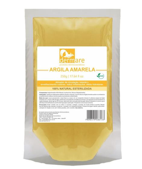 Imagem de Argila amarela dermare facial corporal 250g nutritiva