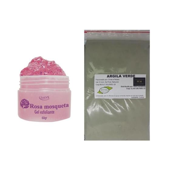 Imagem de Argila Pura Verde 500G E Esfoliante Gel Rosa Mosqueta