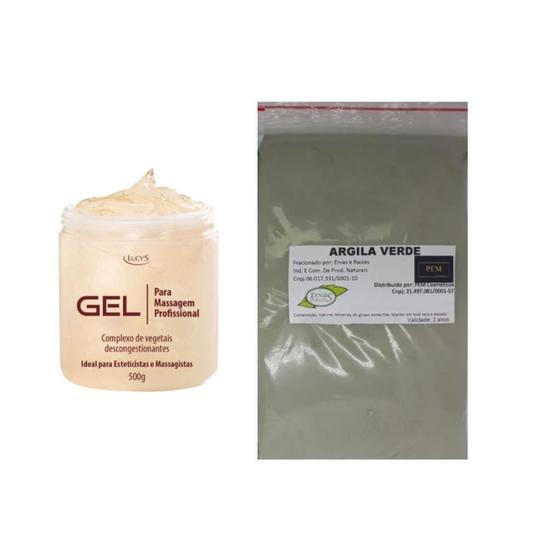 Imagem de Argila Verde 500G E Gel Massagem Previne Gordura E Celulite