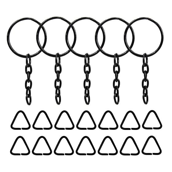 Imagem de Argola 23mm Preta Para Chaveiros Com Triângulo 8mm Com 500 Unidades