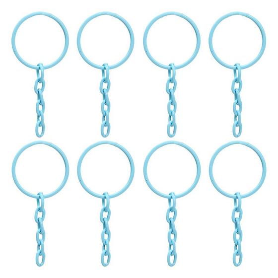 Imagem de Argola Com Corrente Para Chaveiro Azul Bebê - 100 Uni