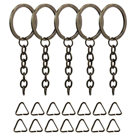 Imagem de Argola Reforçada Chata Italiana C/ Corrente Para Chaveiros & Triangulos 30 Uni