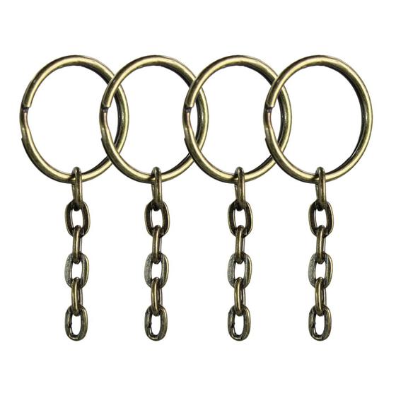 Imagem de Argolas Chaveiro 23mm Com Corrente 5 Elos 100un Ouro Velho