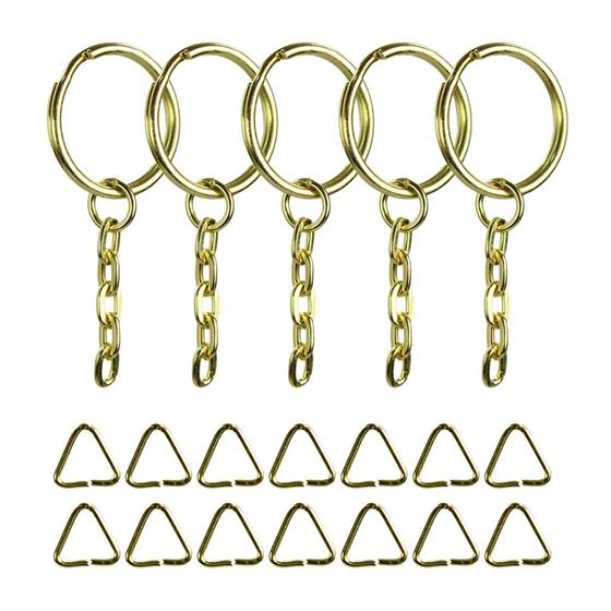 Imagem de Argolas Para Chaveiro 20mm Com Corrente 5 Elos 200 Unidades