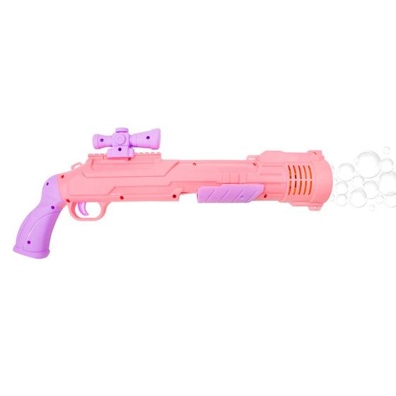 Imagem de Arma Bolas Sabão Maquina Eletrica Brinquedo Lança Bolhas Rosa