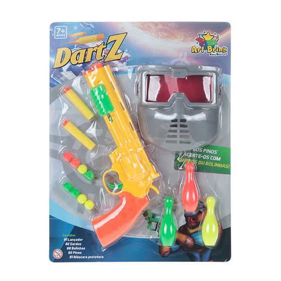 Imagem de Arma de brinquedo arminha policial plástico lança dardos brinquedo mascára com projéteis