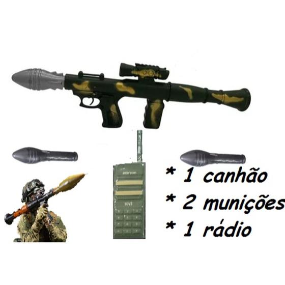 Imagem de Arma de brinquedo canhão bazuca lança dardos soldadinho guerra
