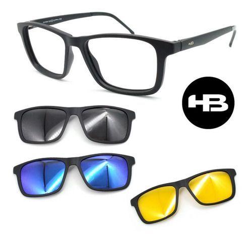 Imagem de Armação Grau Hb Swicth 0351 Preto Fosco Com 3 Clipons Can