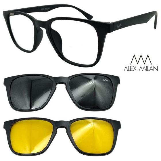 Imagem de Armação Oculos Alex Milan 2296 com 2 clipons Polarizado