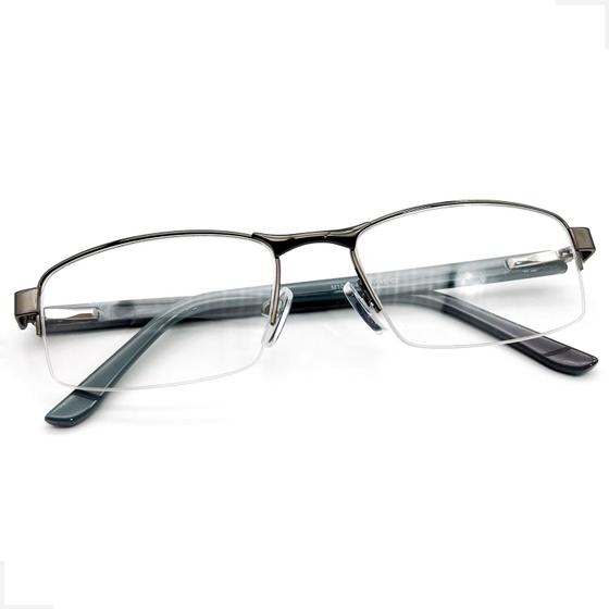 Imagem de Armação Óculos Grau Masculina Fio Nylon Meio Aro Visual Leve