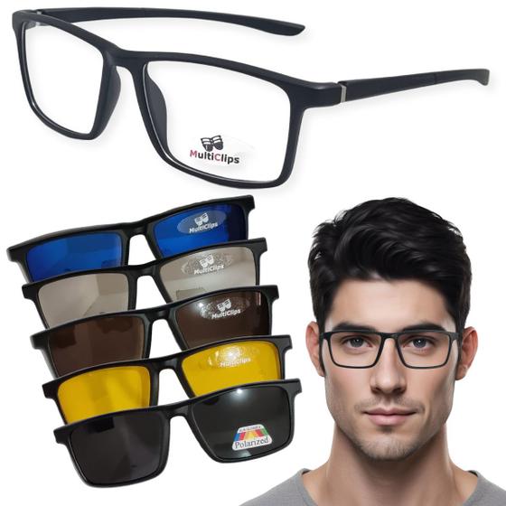 Armacao Para Oculos de Grau 6 em 1 Masculino Clip on Polarizado Multiclips Armacao de Oculos Magazine Luiza