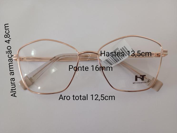 Imagem de Armação receituário feminina metal hexagonal+ lentes graduadas com antireflexo