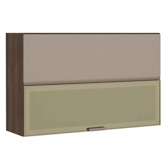 Imagem de Armário Aéreo 120cm 2 Portas Basculantes Misto com Vidro Reflecta Bronze Jade Luciane Móveis