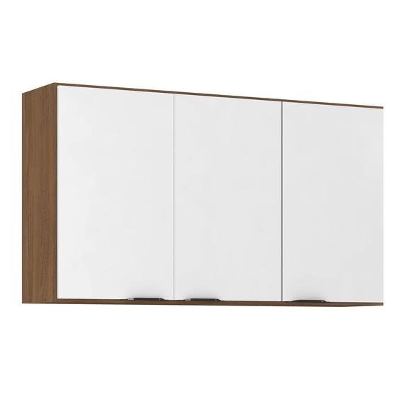 Imagem de Armário Aéreo 3 Portas 120 cm Firenze Amêndola Touch Branco 94331 Demóbile