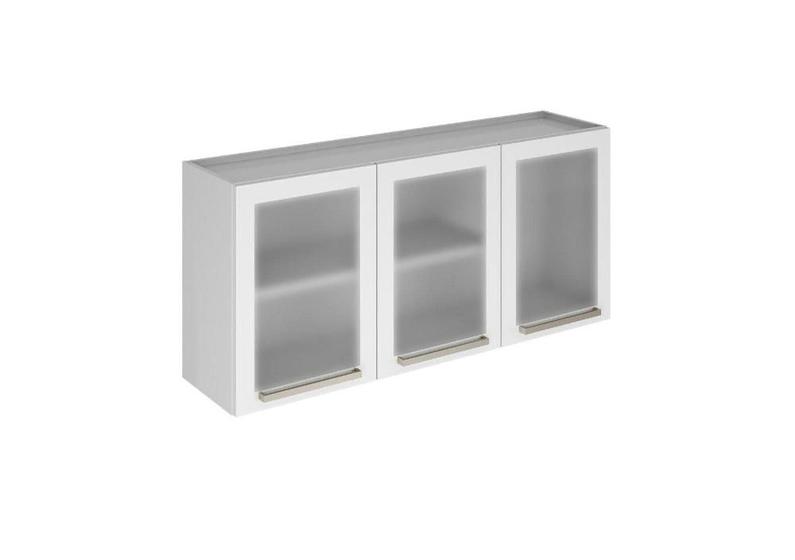 Armário Aéreo c/Vidro Cozinhas Itatiaia Dandara - 3 Portas - Branco Menor preço em Armário Aéreo c/Vidro Cozinhas Itatiaia Dandara - 3 Portas - Branco