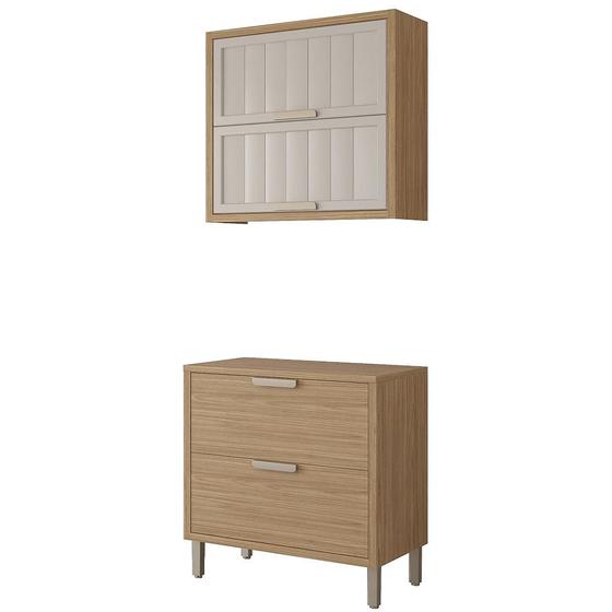 Imagem de Armário Aéreo com Balcão Estela 80 cm com 3 Portas 1 Gaveta