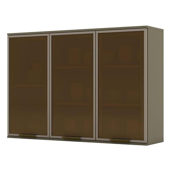 Armário Aéreo Connect 3 Portas de Vidro 120 cm Duna Henn Menor preço em Armário Aéreo Connect 3 Portas de Vidro 120 cm Duna Henn
