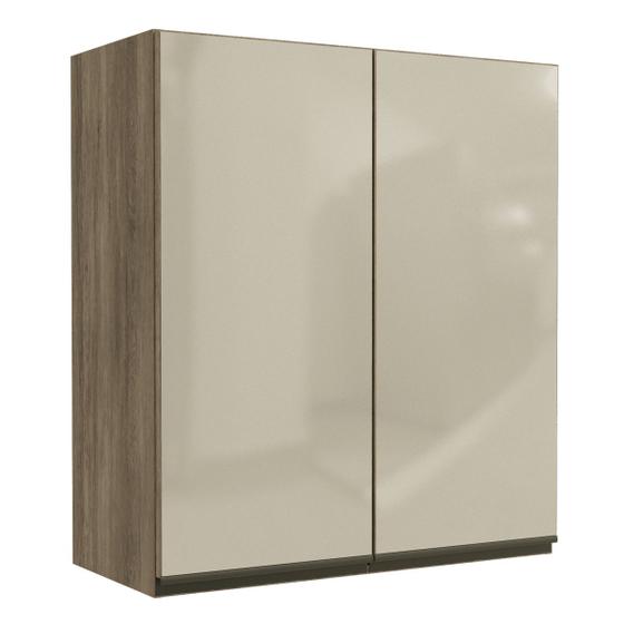 Armário Aéreo Cozinha 80 cm Maxxi 2 Portas com Vidro Nogal - Kappesberg Menor preço em Armário Aéreo Cozinha 80 cm Maxxi 2 Portas com Vidro Nogal - Kappesberg