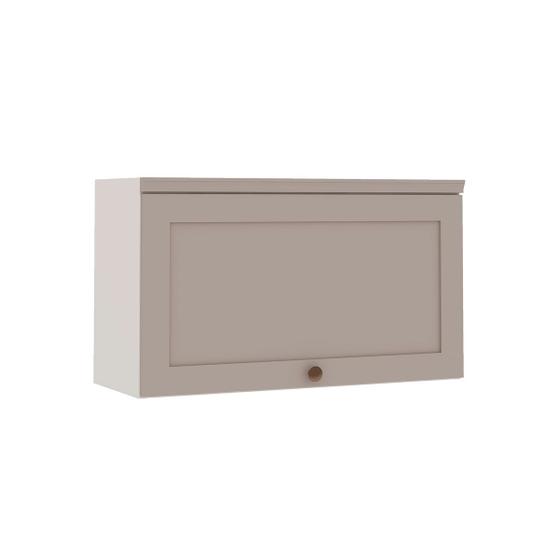 Imagem de Armário Aéreo Cozinha 80cm Iluminata 100% Mdf 1 Porta Basculante Branco/Fendi - Geniallex