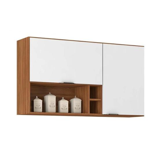 Imagem de Armário Aéreo Cozinha Modulado Firenze Nicho 2 Portas 120cm Amendola/Branco - Demóbile