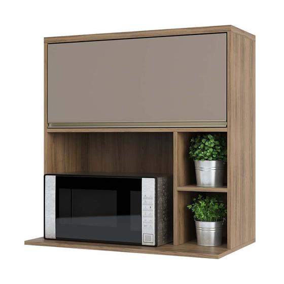 Armário Aéreo de 80cm Conjugado - Armário+Nicho Micro-ondas - Portas Mel/Yara - Luciane Móveis - Comet Menor preço em Armário Aéreo de 80cm Conjugado - Armário+Nicho Micro-ondas - Portas Mel/Yara - Luciane Móveis - Comet