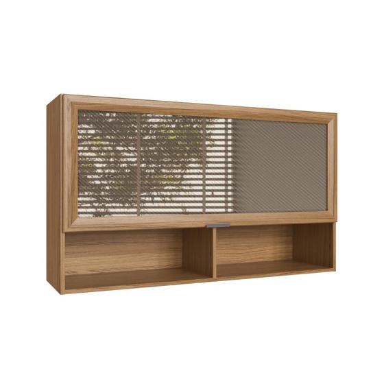 Armário Aéreo de Cozinha em MDF com 1 Porta em Vidro Reflecta 1,20m Hera Decibal Naturalle Menor preço em Armário Aéreo de Cozinha em MDF com 1 Porta em Vidro Reflecta 1,20m Hera Decibal Naturalle