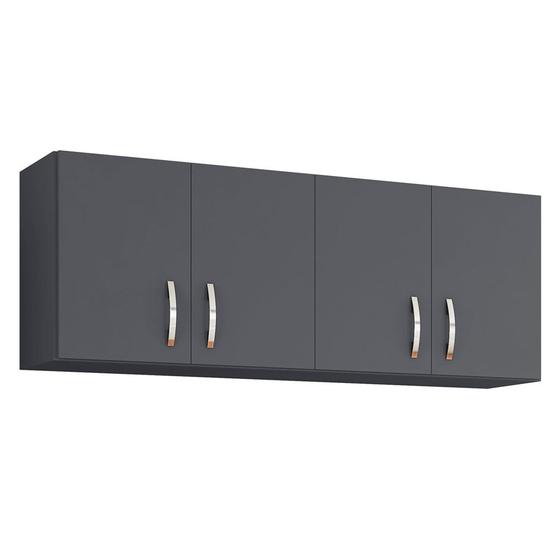 Imagem de Armário Aéreo de Parede Cozinha 150cm 04 Portas Cinza Escuro - Desk Design