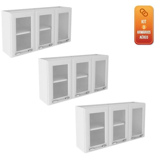 Armario Aereo Itatiaia Criativa Kit com 3 peças modelo IPV3-105 Branco Menor preço em Armario Aereo Itatiaia Criativa Kit com 3 peças modelo IPV3-105 Branco